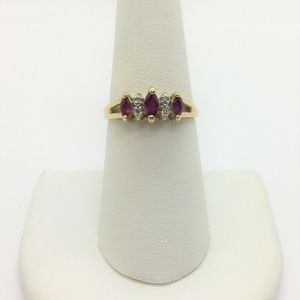 14k Yellow Gold Ruby and Diamond Ring Size 7.5